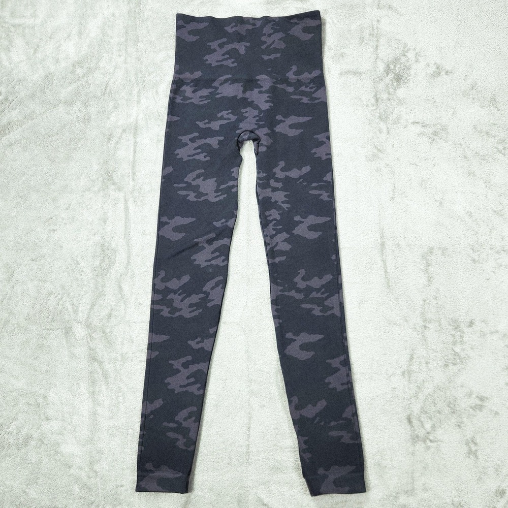 Spanx Leggings Womens Small‎ Black Camo High Rise Seamless Yoga Activewear Pants